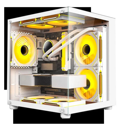 S920 Mini Ocean‑Style White M‑ATX PC Chassis Side‑Transparent Panel DIY Desktop Gaming Computer Case