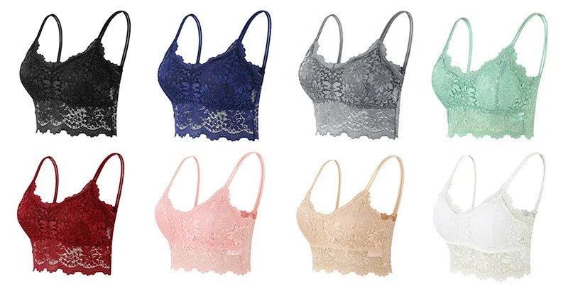 New Women Lace Bras Spring Summer Thin Outside Camisole Solid Underwear Female Hollow Out Vest Bralette Sexy Lingerie Bra