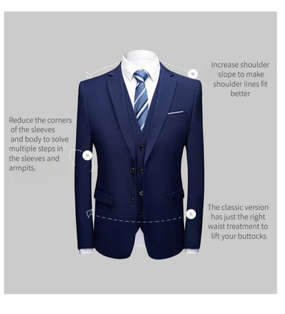 High Quality Men Suits For Wedding 2 Pieces 3 Sets Blazers Stretch Elegant Formal Jackets Vest Pants Full 2025 Tailored Costume
