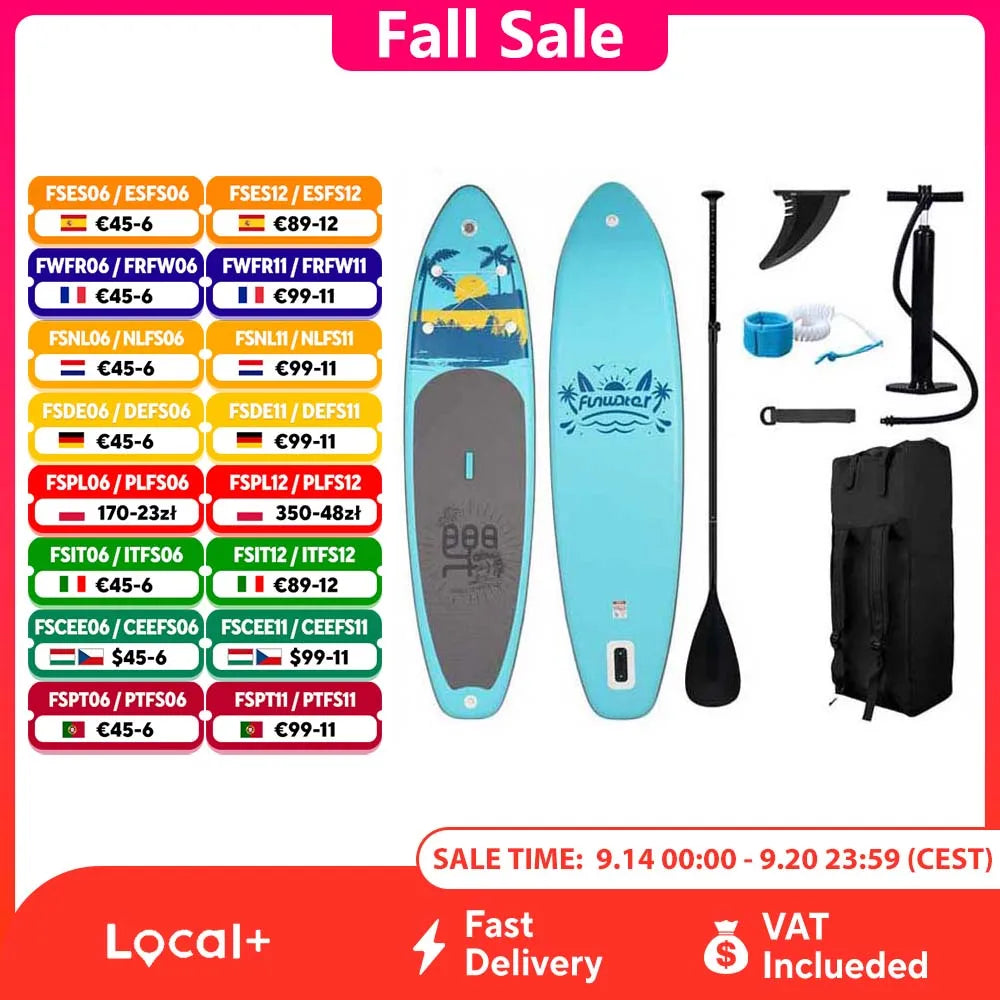 FunWater uppblåsbart SUP-bräde med tillbehör – flera storlekar