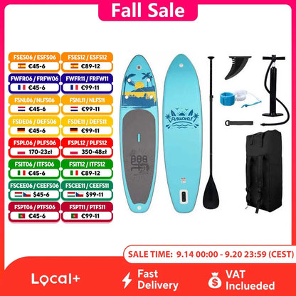 FunWater uppblåsbart SUP-bräde med tillbehör – flera storlekar
