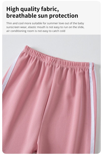 Summer CHILDREN'S Thin Wide-leg Pants Boys and Girls Color Leisure Sports Straight Pants Comfortable Pants.
