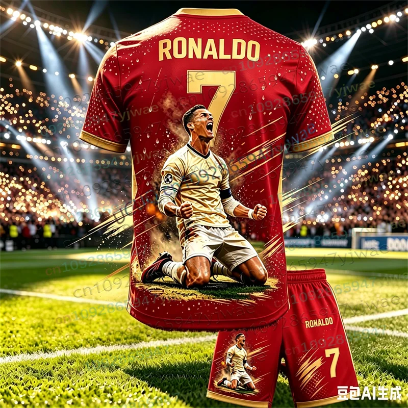 New Special Edition No.7 Fans Football Jersey Tee Shorts Set Women Men Sportwear Summer Casual Kids Tshirt Set 2 Piece Set
