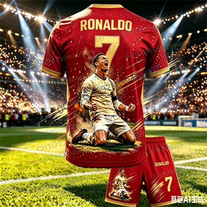 New Special Edition No.7 Fans Football Jersey Tee Shorts Set Women Men Sportwear Summer Casual Kids Tshirt Set 2 Piece Set