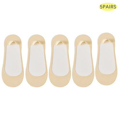 Dam Osynliga Strumpor 5-pack – Issilke Tunn Halkfri Silikon No-Show Sommar, EU 35–39