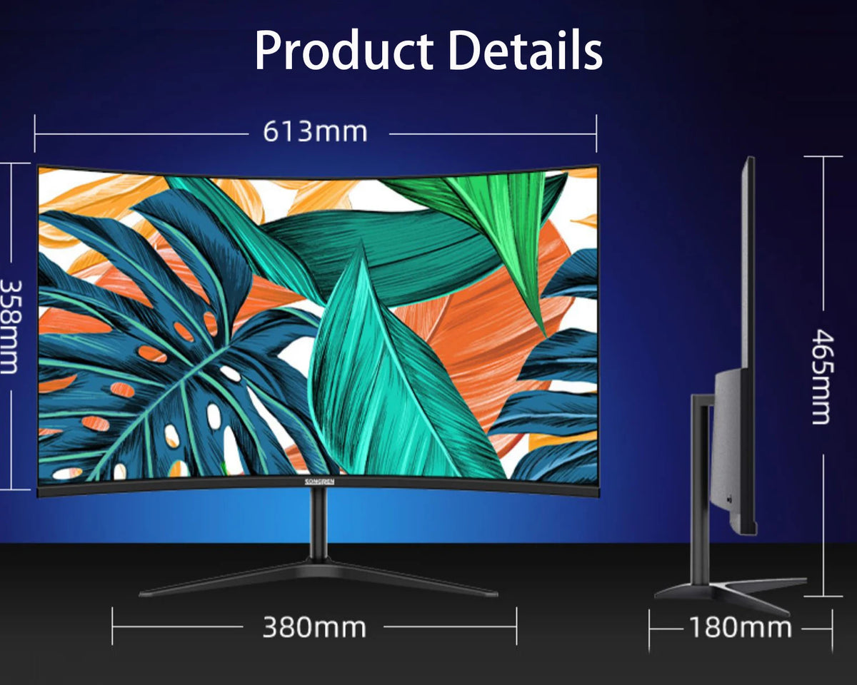 FYHXele 27 Inch Curved Gaming Monitor 100Hz 2ms VA Panel FHD 1080P LED LCD Desktop PC Computer Display