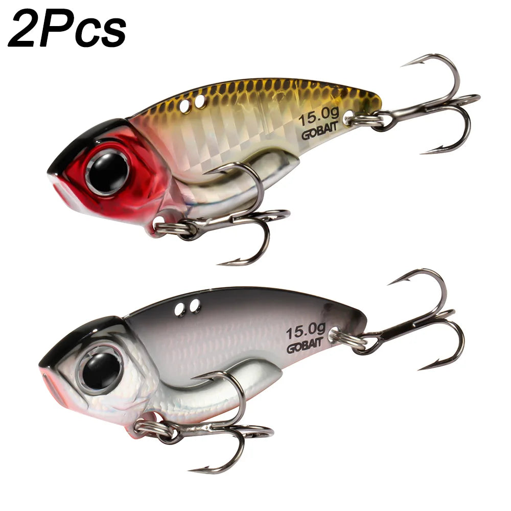 VIB Lure Metal Jig HardBait 7g 10g 15g Spoon Spinner Laser Painting 3D Eyes Fishing Tackle Strong 3X Hooks Swimbait Pesca Bait