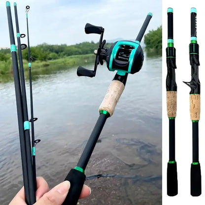 NEW Short Fishing Rod Reel Combo Set Spinning Lure Casting Rods 1.8m-2.1m 4/5Section 212g Baitcasting Reel Jigging Max Drag 10kg
