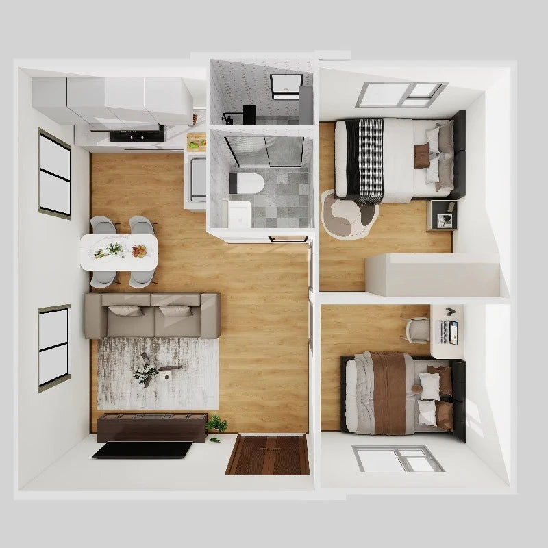 Modulärt expanderbart containerhus 30 fot med 2 sovrum