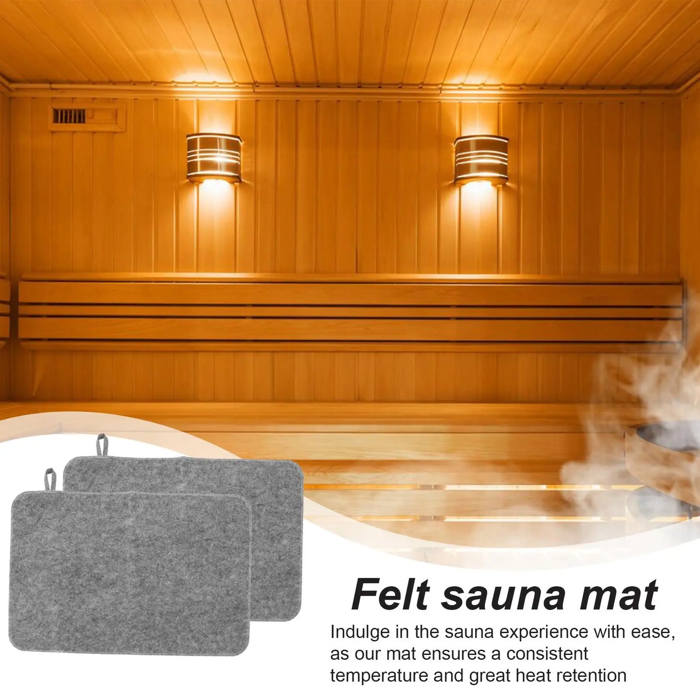 50x33cm Sauna Mat 2pcs Sauna Seat Cover Felt Cushion Steam Room Accessories Water Absorbent Heat Insulation Mat Bench Protector