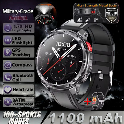 T-Rex3 Pro Militär Smartklocka 2026 – 1100mAh, GPS, Kompass, 5ATM, 14 Färger