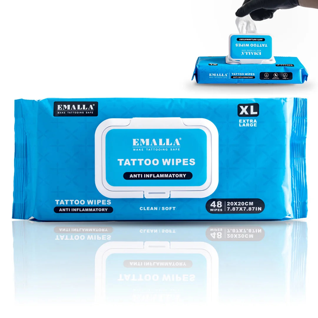 EMALLA Tattoo Aftercare Wipes Tattoo Cleansing Green Soap Cleaning Wipes for Tattoo PMU Clean Aftercare Skin Wipes Supplies