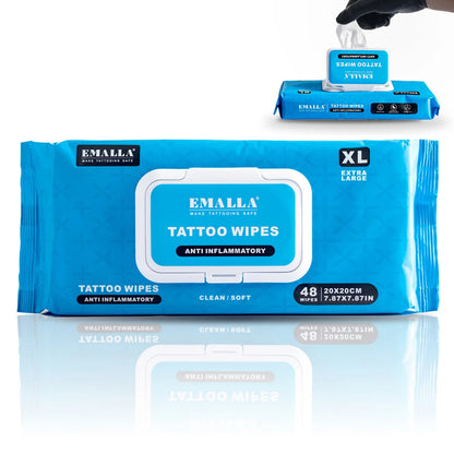 EMALLA Tattoo Aftercare Wipes Tattoo Cleansing Green Soap Cleaning Wipes for Tattoo PMU Clean Aftercare Skin Wipes Supplies
