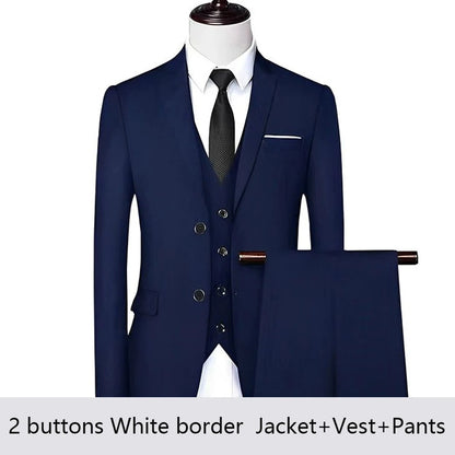 High Quality Men Suits For Wedding 2 Pieces 3 Sets Blazers Stretch Elegant Formal Jackets Vest Pants Full 2025 Tailored Costume