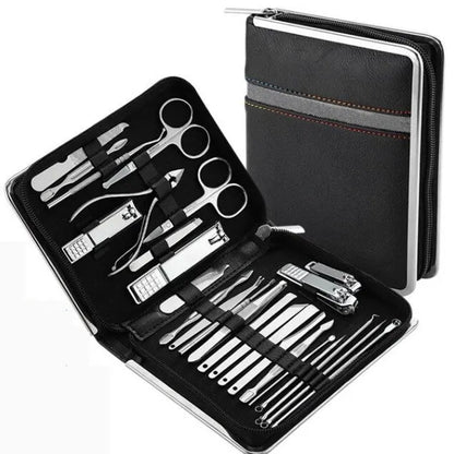 26 Pcs Manicure Set Stainless Steel Nail Clippers Cuticle Nipper Pedicure Care Tool Dead Skin Scissor Cleaning Grooming Ki