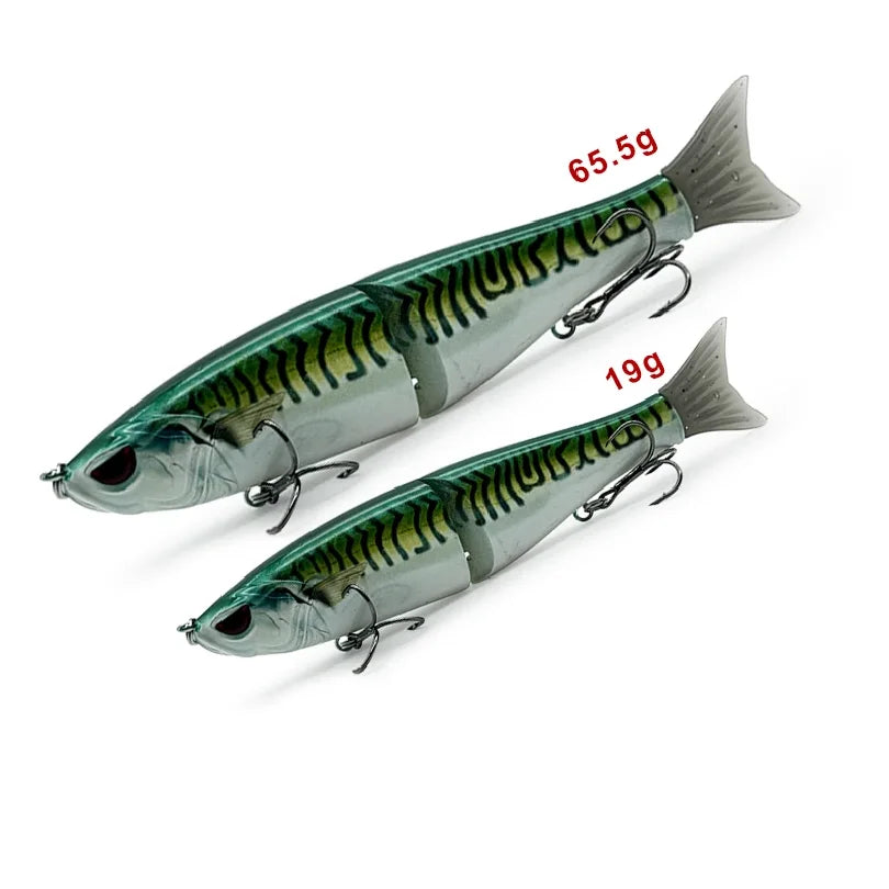 65.5g/19g Two Sizes of Bionic Multi-Section Lure Plastic Hard Baits for Submerged Sea Fishing, Suitable for All Sizes of Fish