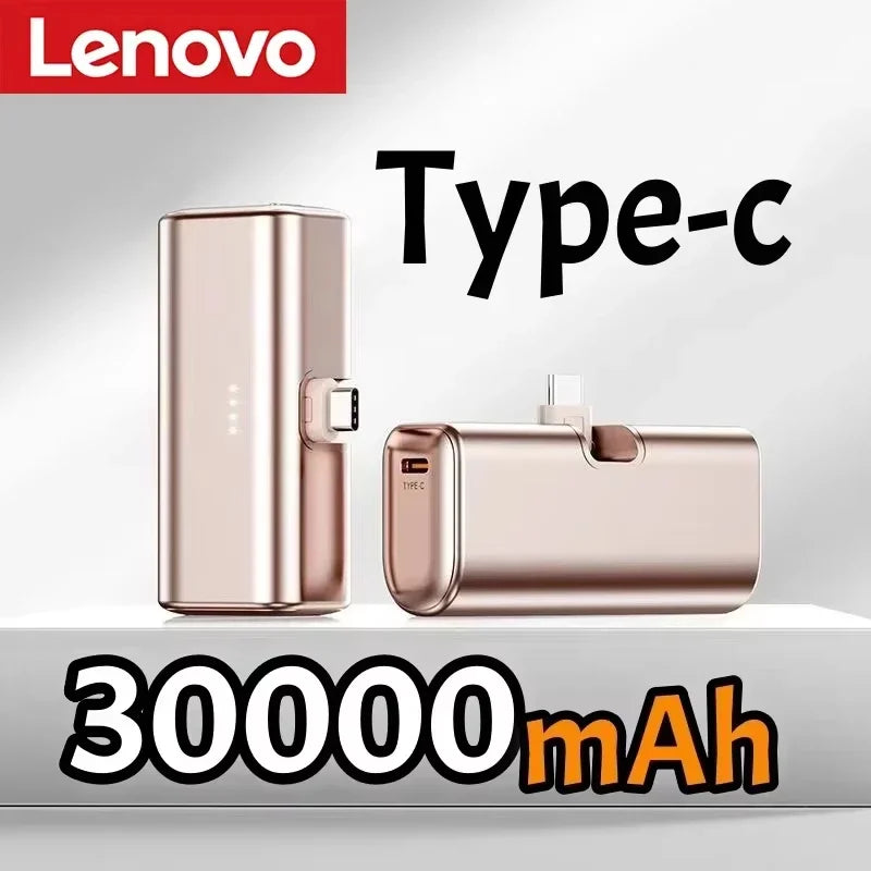 Lenovo 500000mAh Mini Power Bank 225W Fast Charging USB C Portable Charger for iPhone 16 15 Android Phones and Travel Use
