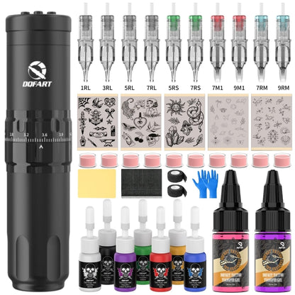 DQFART T1Pro Set Tattoo Electric Wireless Machine 1500mAh 10500Rmp/12V Tattoo Needles Tattoo Ink Artists Body Art High-quality
