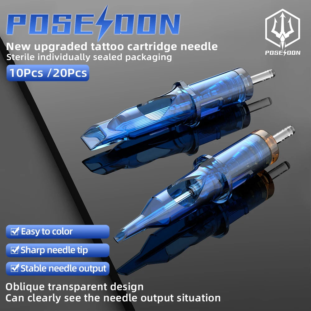 POSEIDON PRO MAX 50PCS Mixed Professional Tattoo Cartridge Needles with Membrane Safety Cartridges Disposable Tattoo Needle
