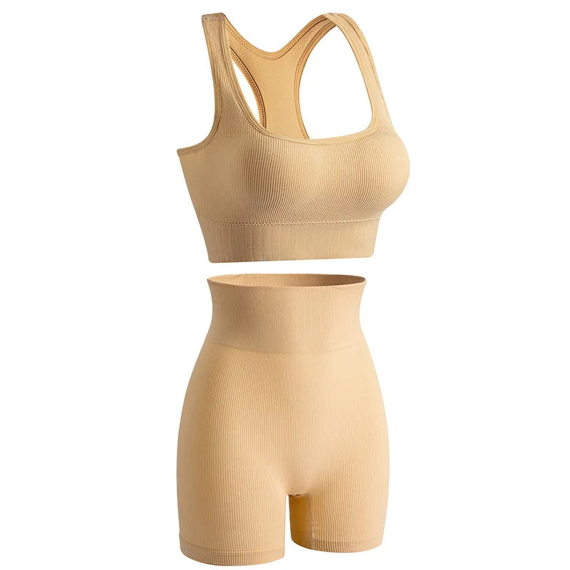Dam Underkläderset – Sömlös BH & Trosor Crop Top Sport Yoga Fitness, 8 Färger M–XXL