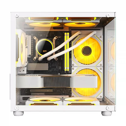 S920 Mini Ocean‑Style White M‑ATX PC Chassis Side‑Transparent Panel DIY Desktop Gaming Computer Case