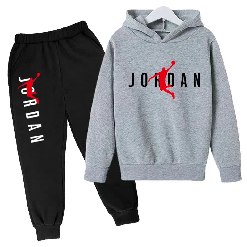 Kids Hoodie Basketball Letters Pullover 3-12Yrs Coat Sweatshirt+Pants Boy Girl Toddler Jogging Clothes Leisure Fashion Brand Set