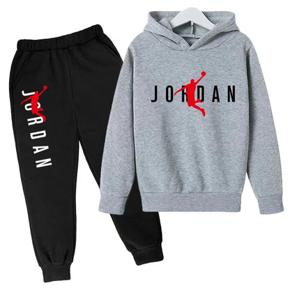 Kids Hoodie Basketball Letters Pullover 3-12Yrs Coat Sweatshirt+Pants Boy Girl Toddler Jogging Clothes Leisure Fashion Brand Set