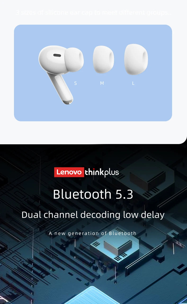 Lenovo GM2 PRO XT88 True Wireless Earbuds – Bluetooth 5.3 Dubbel Mikrofon Touch 4h Speltid Svettskyddad HiFi Bass CE/FCC Vit Svart