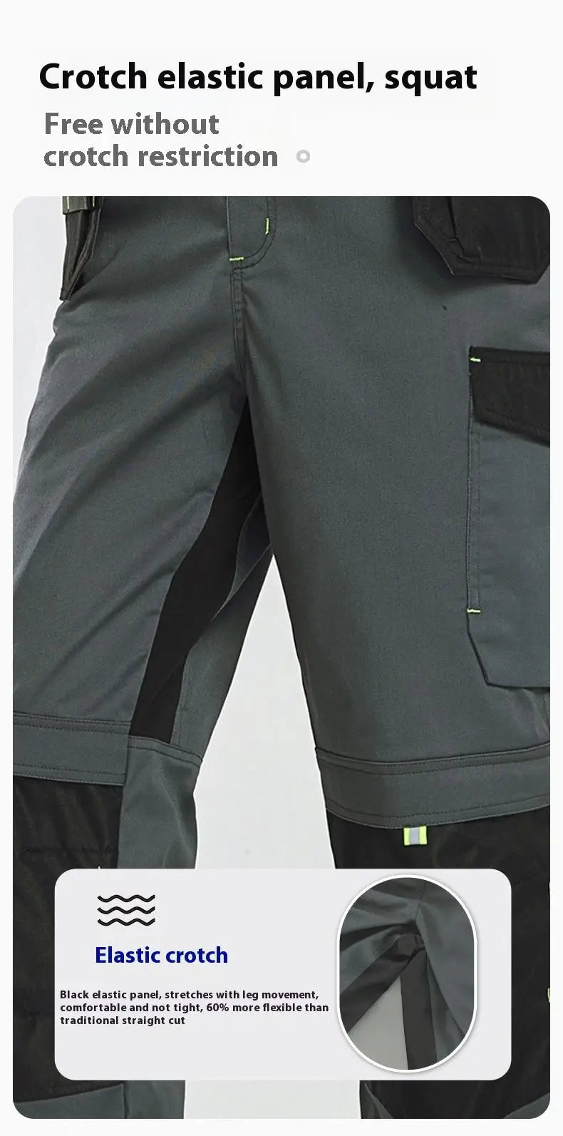 Spring And Autumn Elastic Work Pants Repair Workshop Wear Resistant Reinforced Multi Pocket Welding Pants
