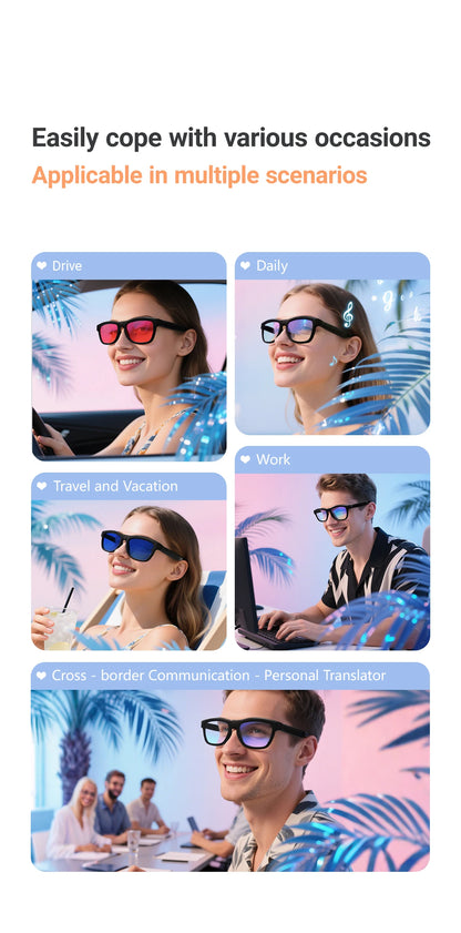Touch Automatic Color Changing Dimming Bluetooth 5.4 Voice Assistant AI Smart Translation Music Glasses Men UV400 Protection