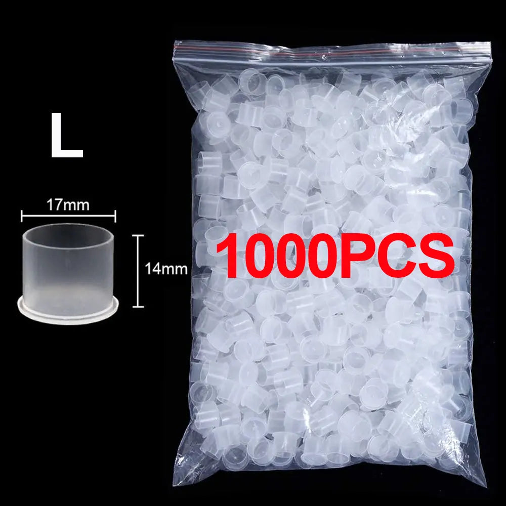 1000/500/100pcs Plastic Tattoo Ink Cups Caps with Base Clear Self Standing Ink Caps Tattoo Pigment Cups for Tattoo Ink Supply