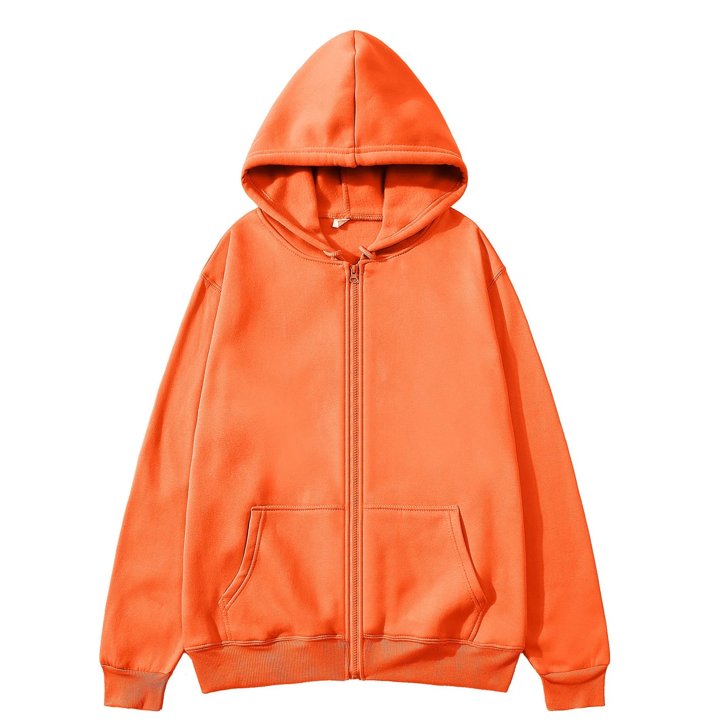 2025New Trendy Sweatshirt Coat Front Pockets Warm Zipper Lamb Wool Jacket Men and Woman Autumn Winter Pure Color Cardigan Hoodie