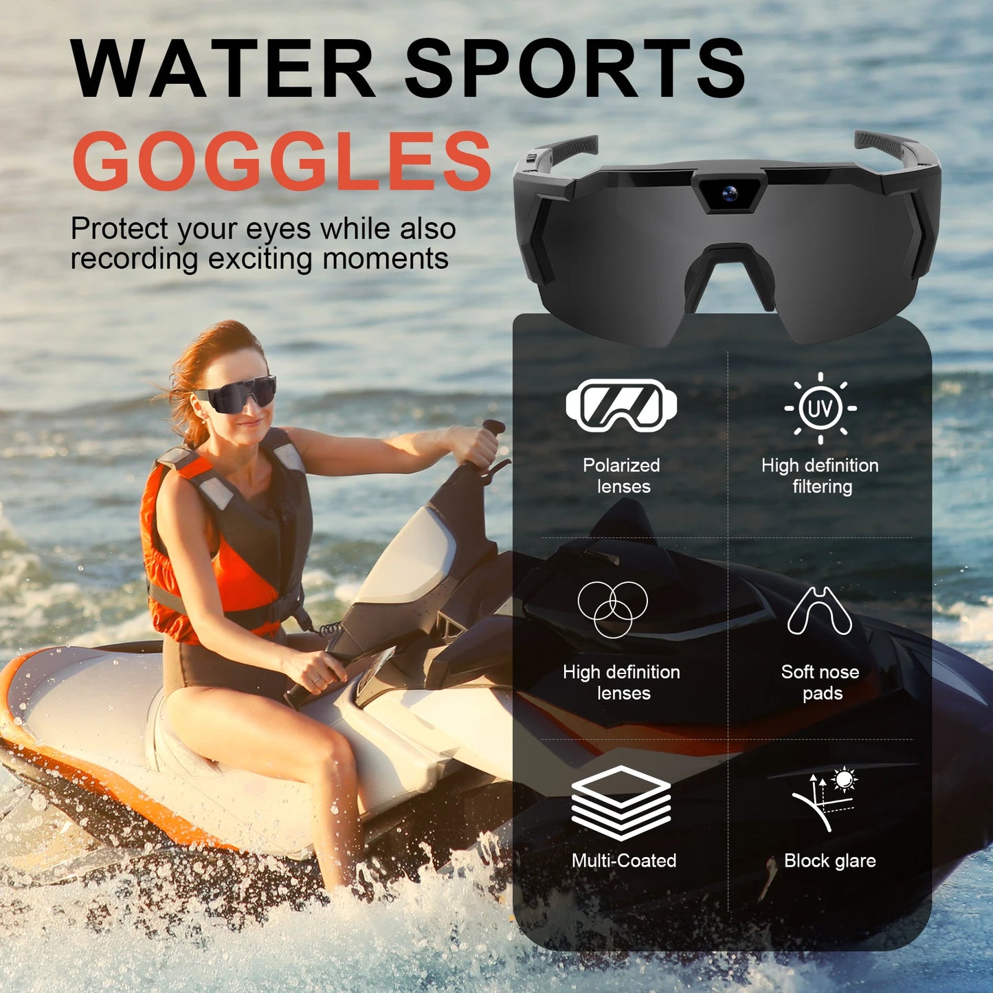 HD Smart Video Glasses Action Camera Sunglasses Wifi Glasses Sports Glasses Outdoor Bicycle Motorcycle Driver Recorder Walk Cam
