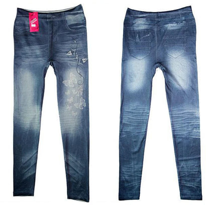 Women Leggings Denim Jeans Pants With Pocket Slim Leggings Women Fitness Blue Black Leggins