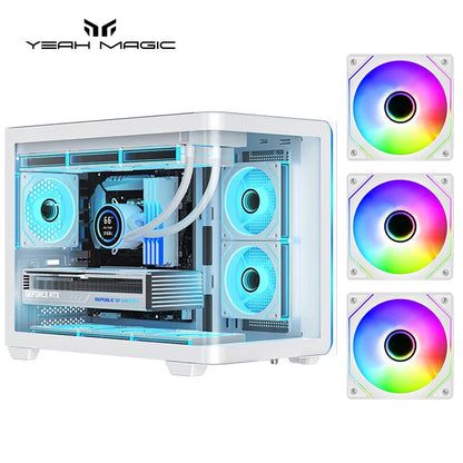 Yeah magic BIFROST PC Case argb*3 M-ATX ITX Sea View Room Side Transparent Desktop Chassis Diy pc game DIY pc case