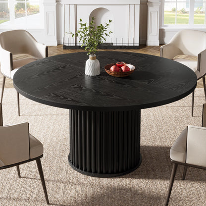 Tribesigns Svart Runt Matbord för 4-6 Personer, 120 cm