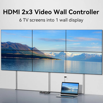 2x3 HDMI Video Wall Controller 1080P HDMI Video Screen Processor 2x3 1x2 1x4 1x3 2x1 3x1 4x1 for 6 Screen Wall Stitching Splicer