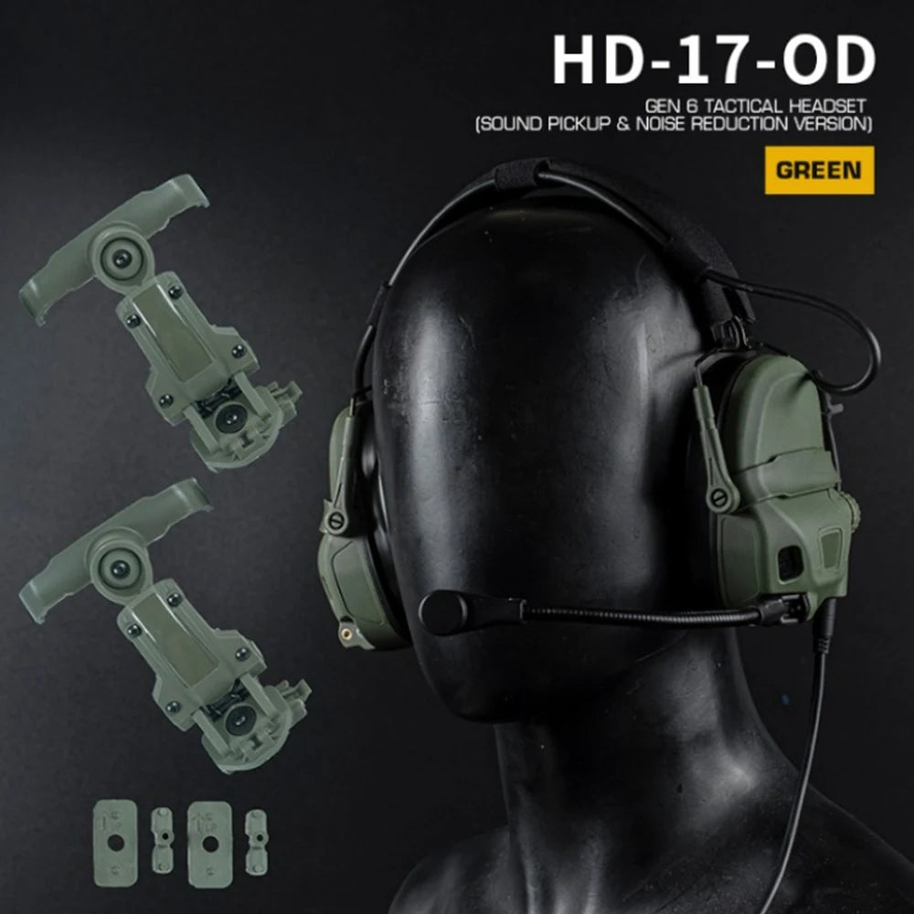 HD-17 GEN 6 Tactical Headset Sound Pickup&Noise Reduction Sports Shooting Earmuff Sports Shooting Impact Anti-Noise Headset