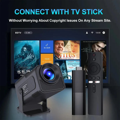 HY320 Mini Video Projector Native 720P Android 11 Projectors 300ANSI Wifi6 Cinema Outdoor Portable 180° Rotable BT5.0 4K Movie