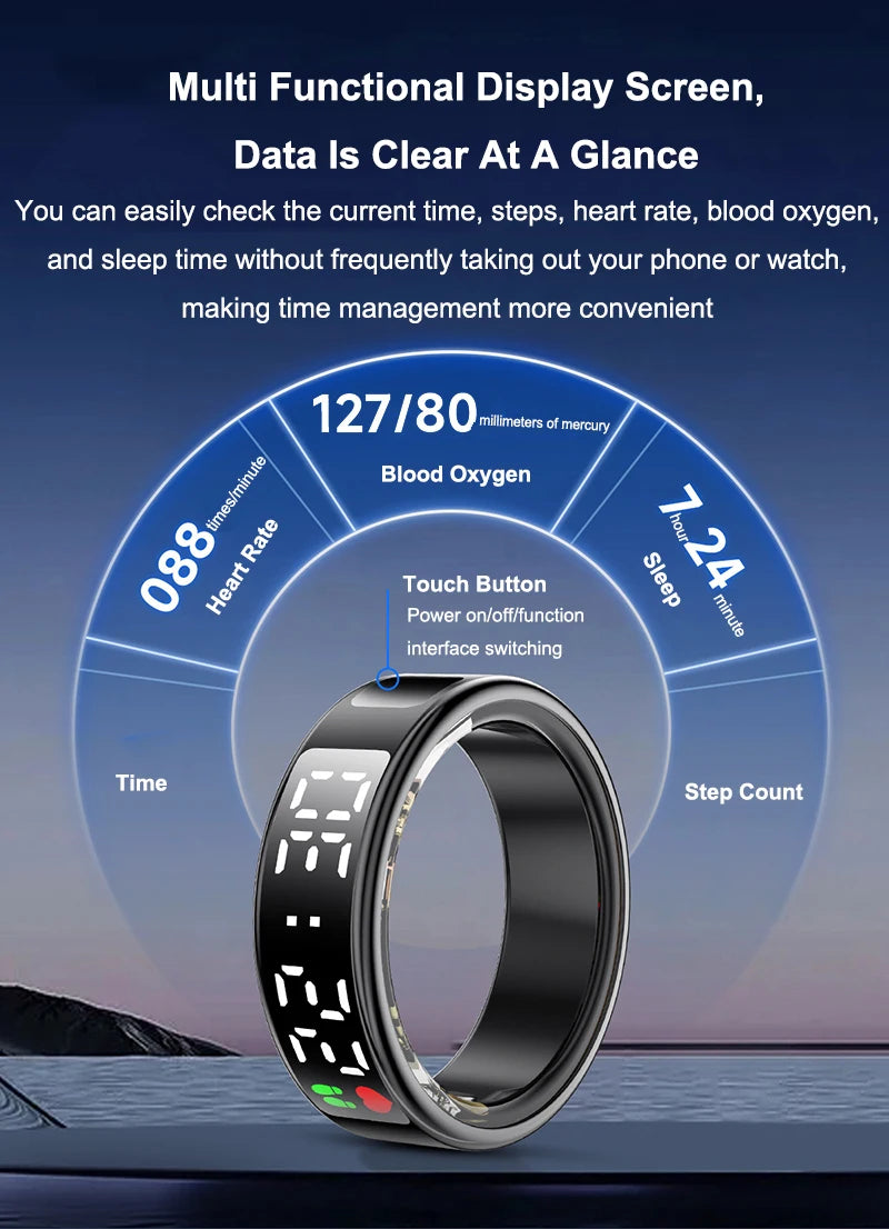 Smart Ring For Men Women Heart Rate Blood Oxygen Monitor Multi 5ATM & IP68 Waterproof Sports Ring Sleep Fitness For Android IOS