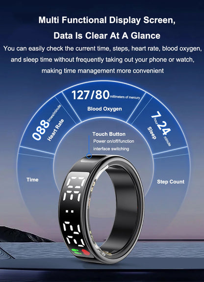 Smart Ring For Men Women Heart Rate Blood Oxygen Monitor Multi 5ATM & IP68 Waterproof Sports Ring Sleep Fitness For Android IOS