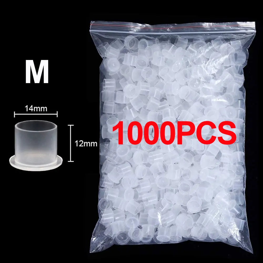 1000/500/100pcs Plastic Tattoo Ink Cups Caps with Base Clear Self Standing Ink Caps Tattoo Pigment Cups for Tattoo Ink Supply