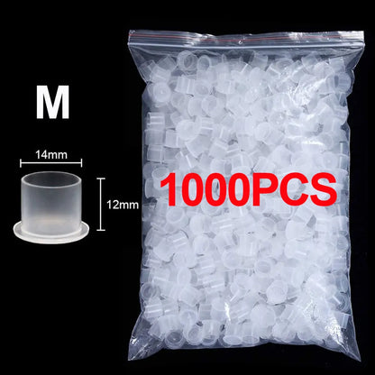 1000/500/100pcs Plastic Tattoo Ink Cups Caps with Base Clear Self Standing Ink Caps Tattoo Pigment Cups for Tattoo Ink Supply