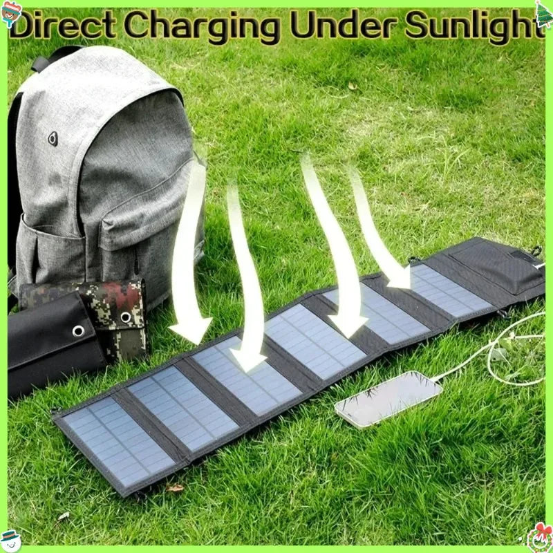 High Power 6 Fold Portable Solar Panel 15W Fast Charger USB 5V DC Full Time Mobile Power Supply