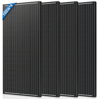 Rvpozwer 400W/200W/100W N-Type 18BB Solar Panel 25% High Efficiency Mono Solar Module Portable Waterproof Ideal for RV Marine Yacht Caravan Camping Off Grid Power Supply