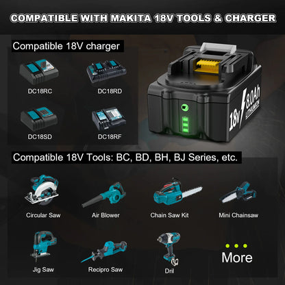 For Makita BL1830 Battery 18V 8000mAh Battery BL1830 BL1815 BL1860 BL1840 Tool Rechargeable Battery With 6A Charger