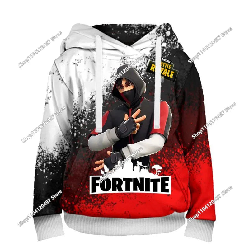 Fortnite Hoodie Barn & Vuxna – 3D-tryckt Animerad Pullover Polyester Casual Streetwear Storlek 110–160cm + Vuxenstorlekar
