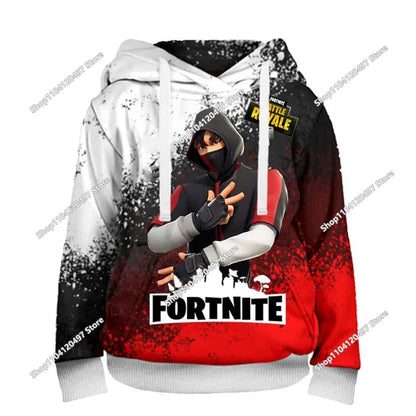 Fortnite Hoodie Barn & Vuxna – 3D-tryckt Animerad Pullover Polyester Casual Streetwear Storlek 110–160cm + Vuxenstorlekar