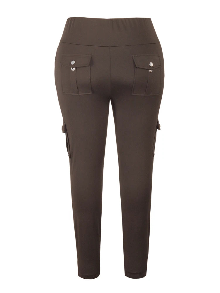 Plus Size Women's Butt Lift Leggings with Flap Pockets Women's Workout Leggings All Season All Season Casual Best Choice