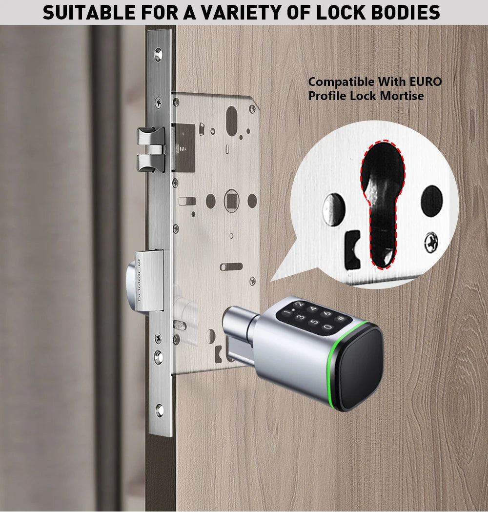 TTlock APP Control Smart Lock, Electronic Password Lock, Adjustable Length Smart Lock, Electronic Lock with RFID Card Application, Bluetooth, 60-90mm Silver,Simple Access for Relatives and Guests